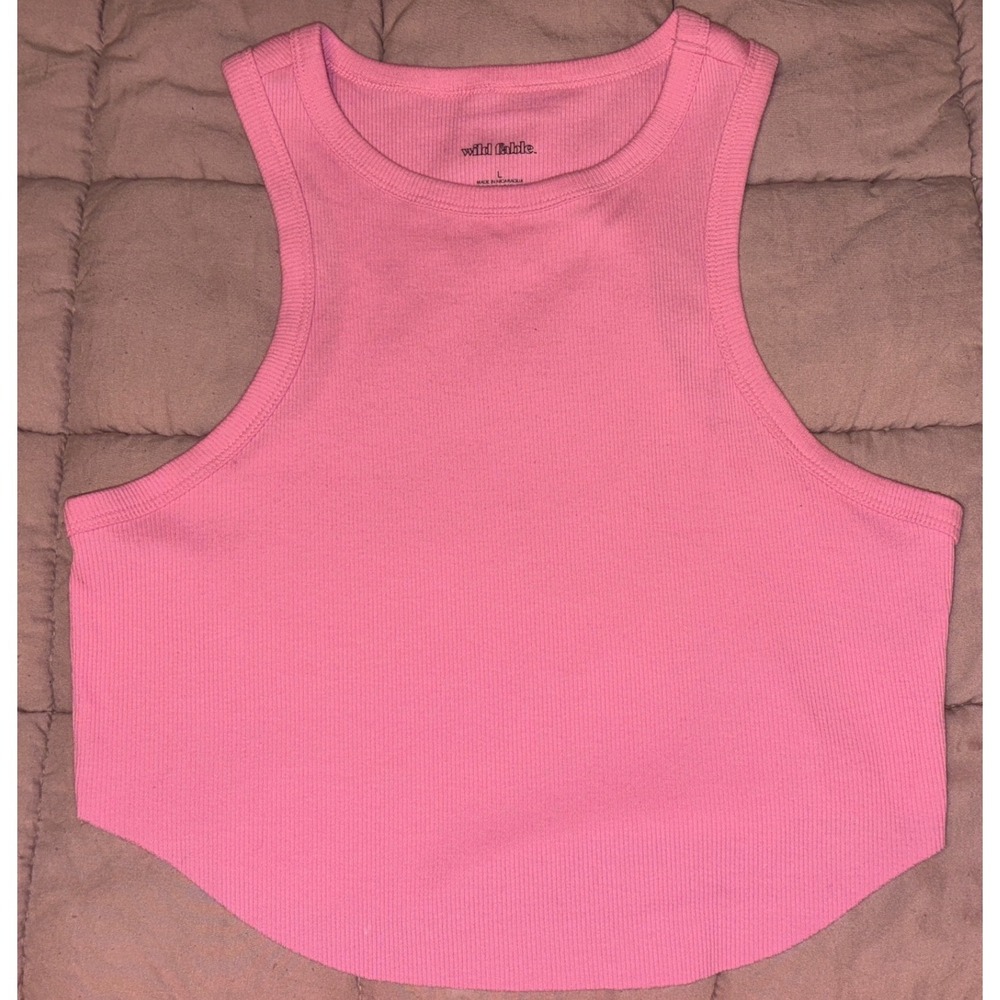 Wild Fable Womens Pink Ribbed Cropped Tank Top Sleeveless‎ Casual, Size L